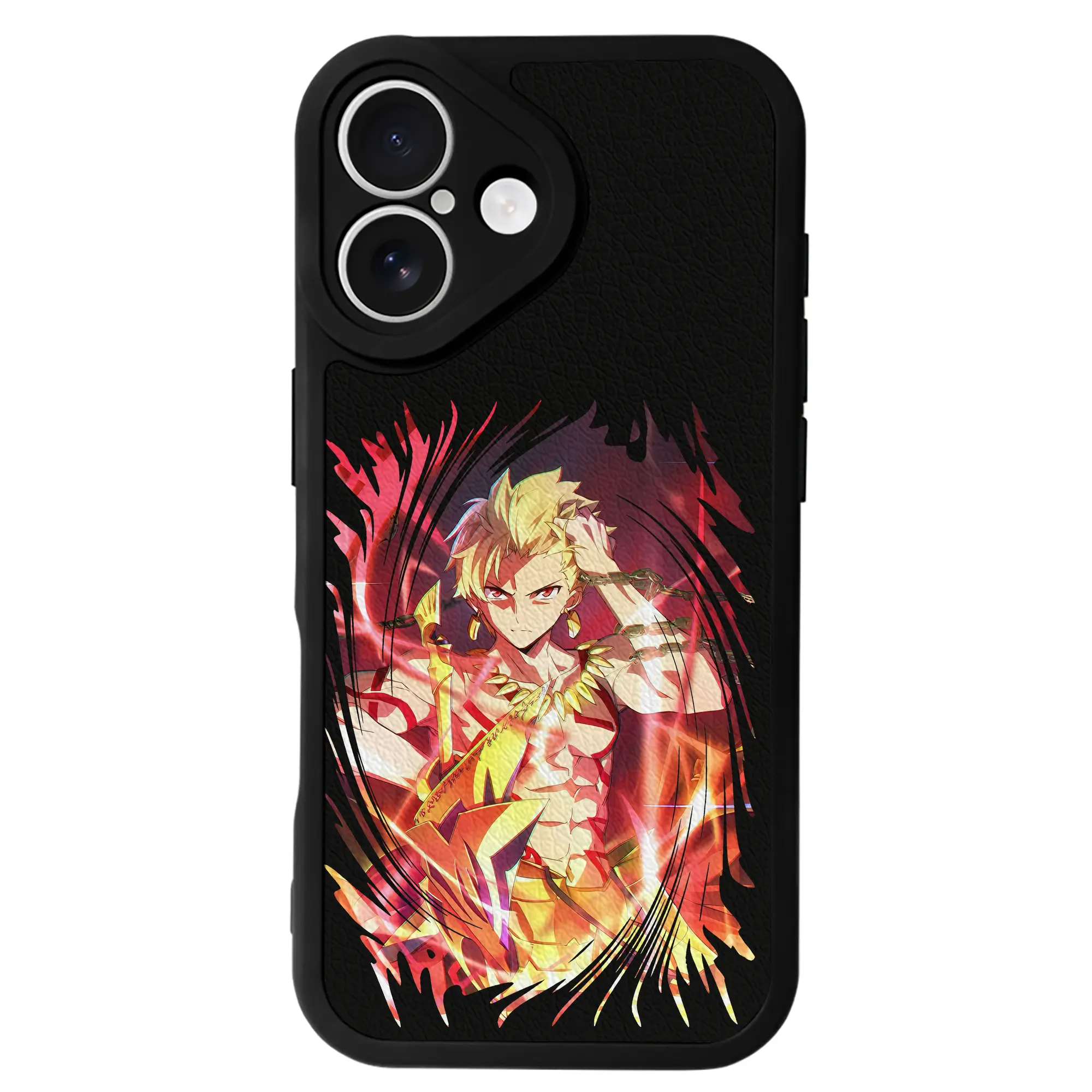 FGO グッズ,ギルガメッシュ - IPhone 16シリーズ対応 ・ シリコンスマホケース ・ レザー調 ・ 高精度フィット ・ 耐衝撃 ・ ワイヤレス充電対応 ・ 精密カット